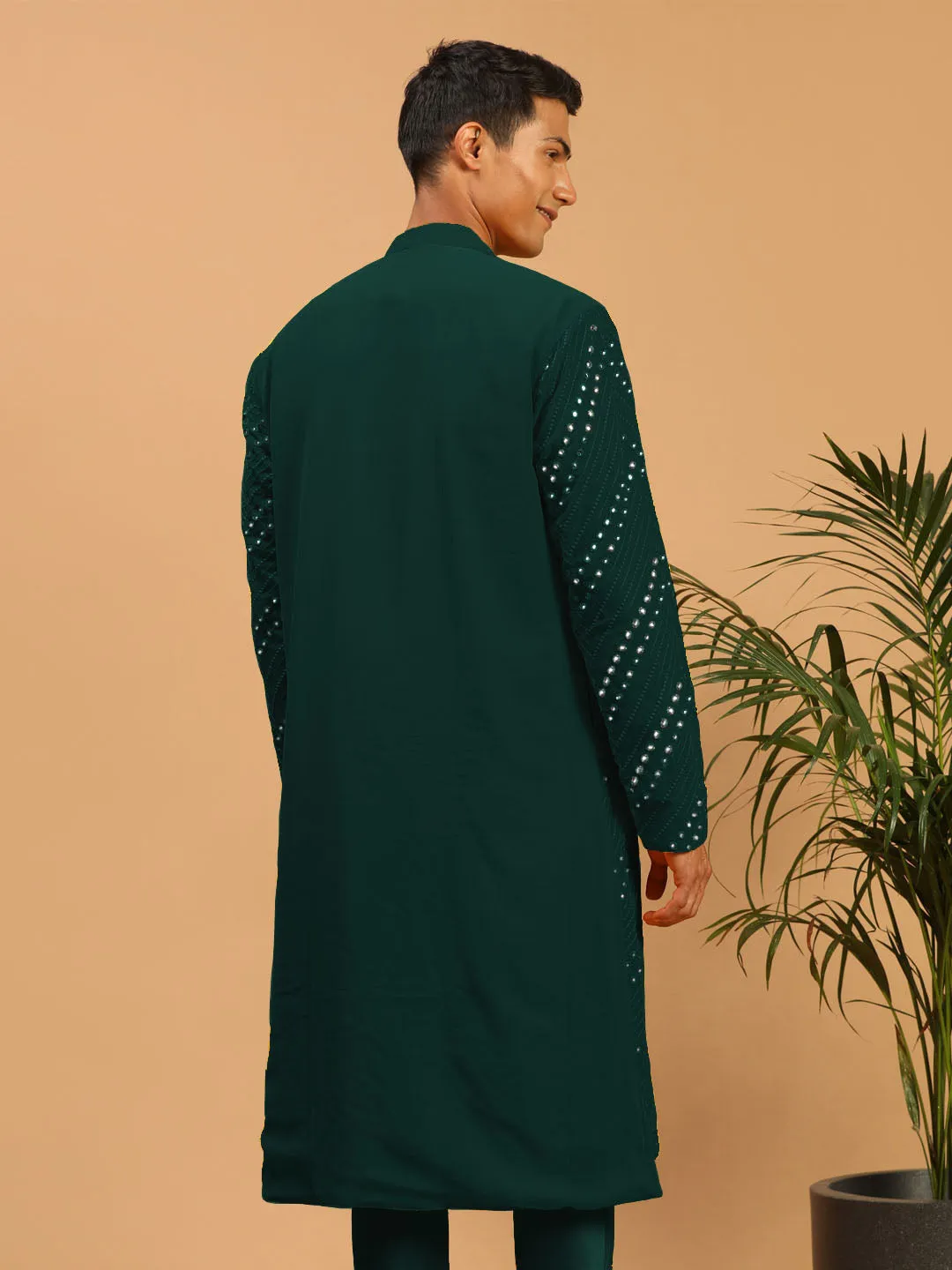 Men's Green Georgette Kurta - Shrestha By Vastramay