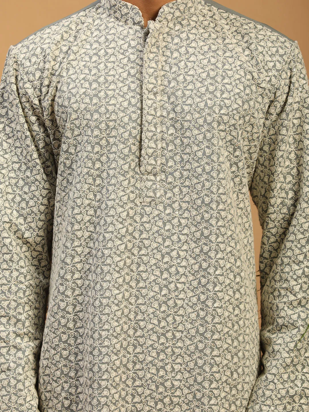 Men's Grey Georgette Kurta - Shrestha By Vastramay