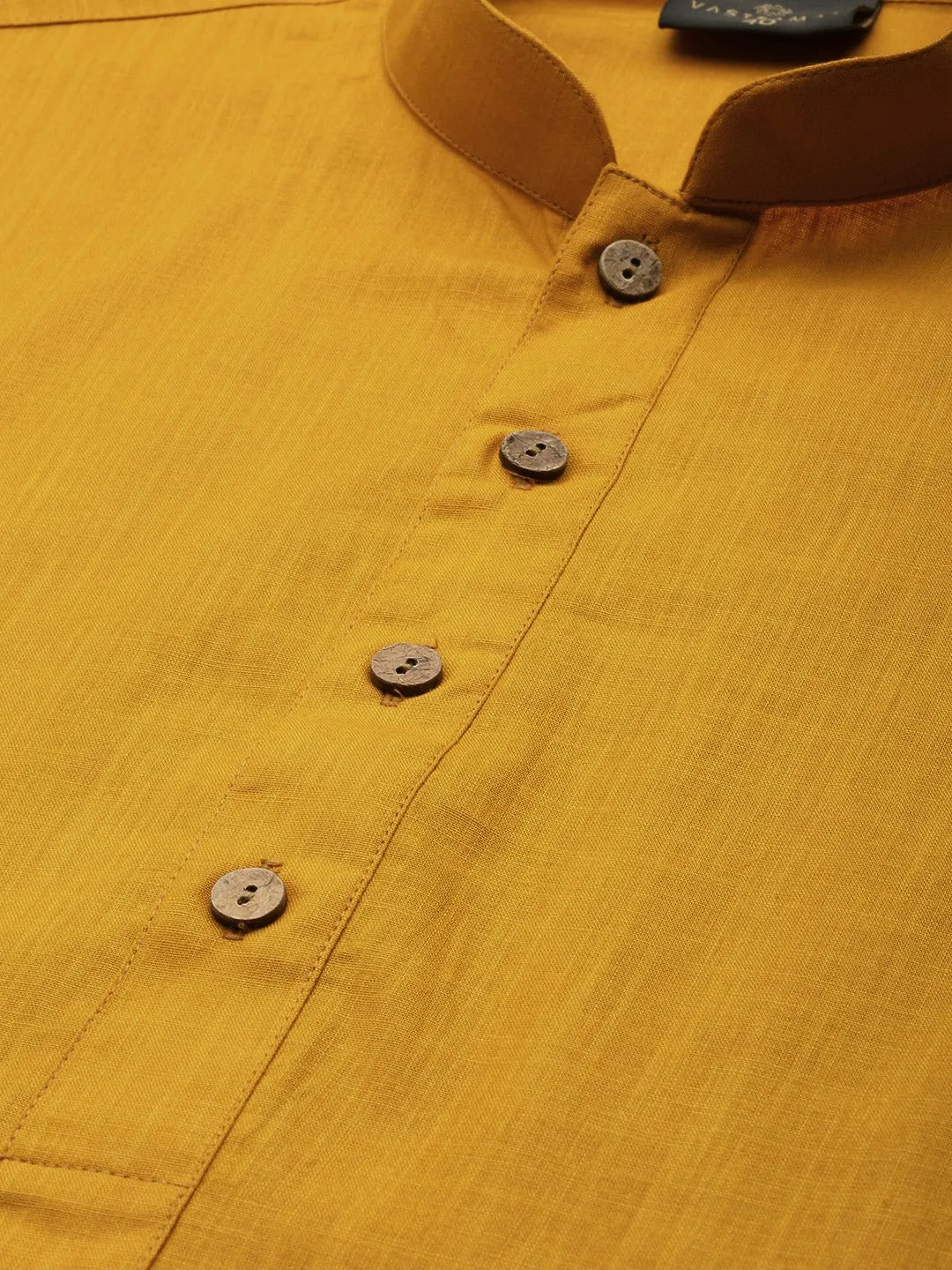 Men's Mustard Cotton Kurta - Vastramay