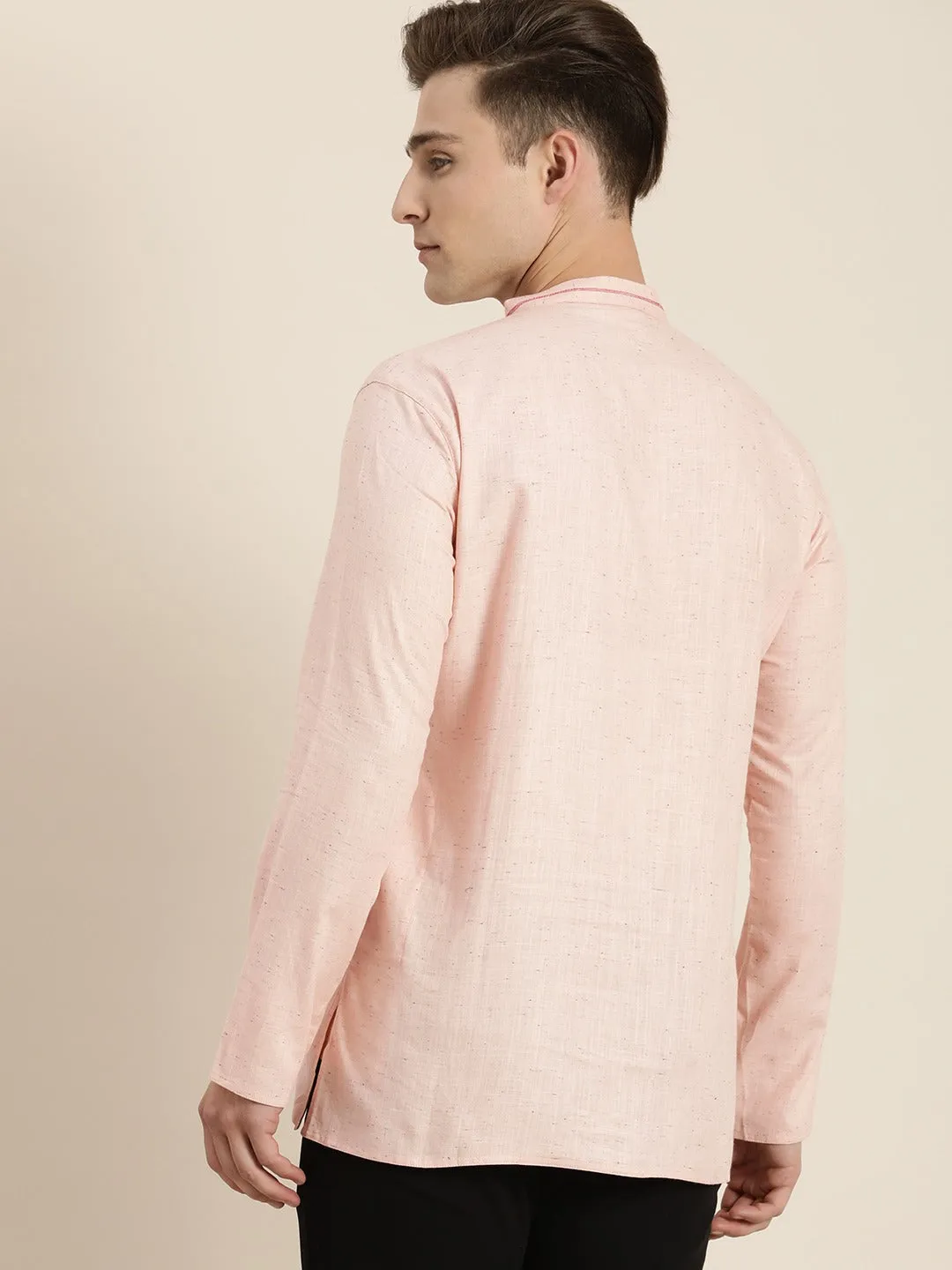 Men's Pink Organic Cotton Kurta - Vastramay