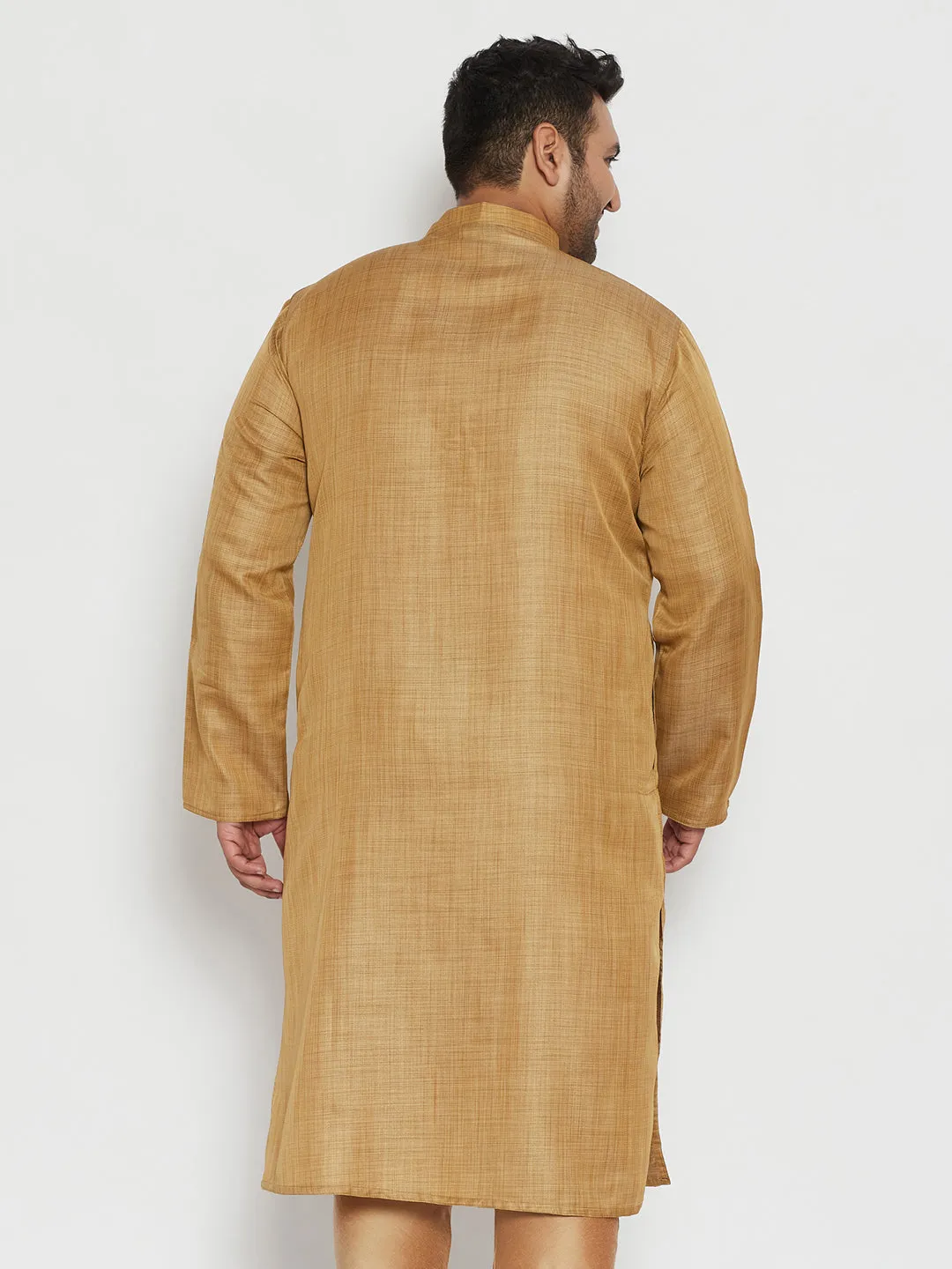 Men's Plus Beige Viscose Blend Kurta - Vastramay