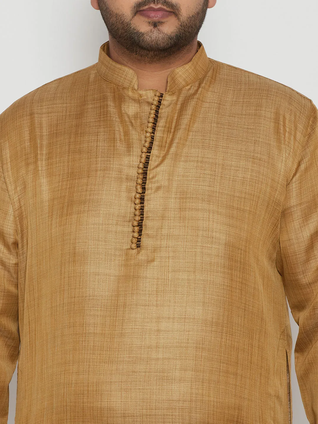 Men's Plus Beige Viscose Blend Kurta - Vastramay