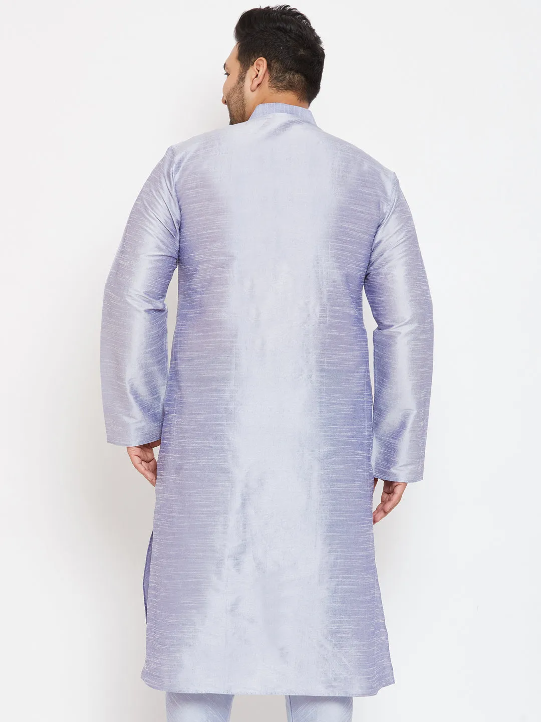 Men's Plus Lavender Blue Silk Blend Kurta - Vastramay