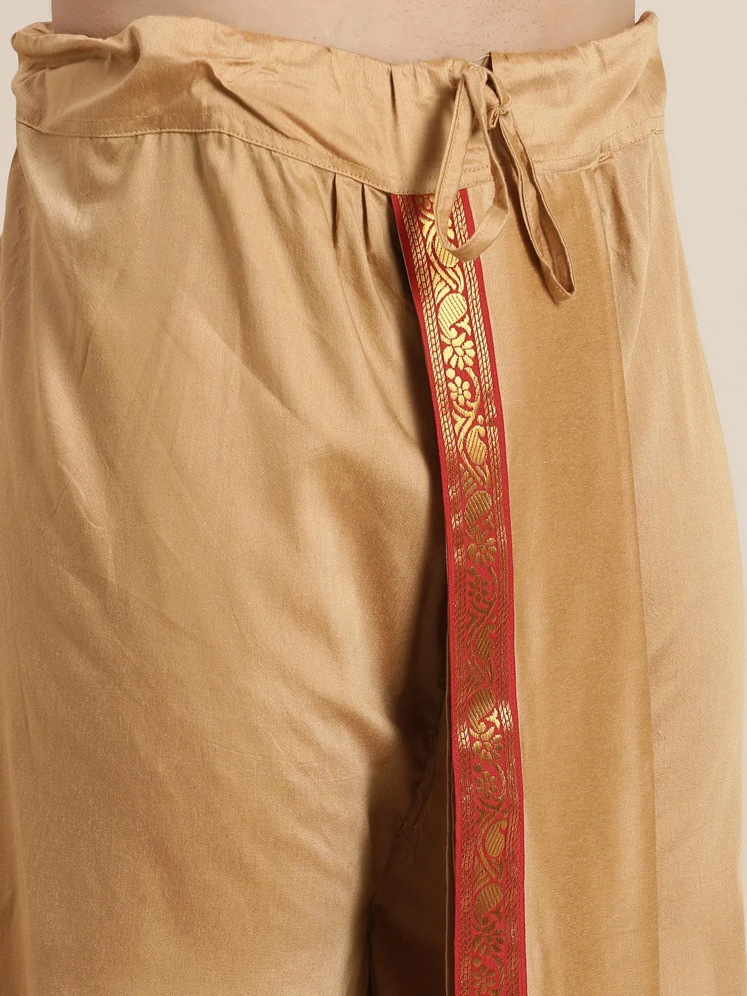 Men's Rose Gold Cotton Blend Kurta Dhoti And Dupatta - Vastramay