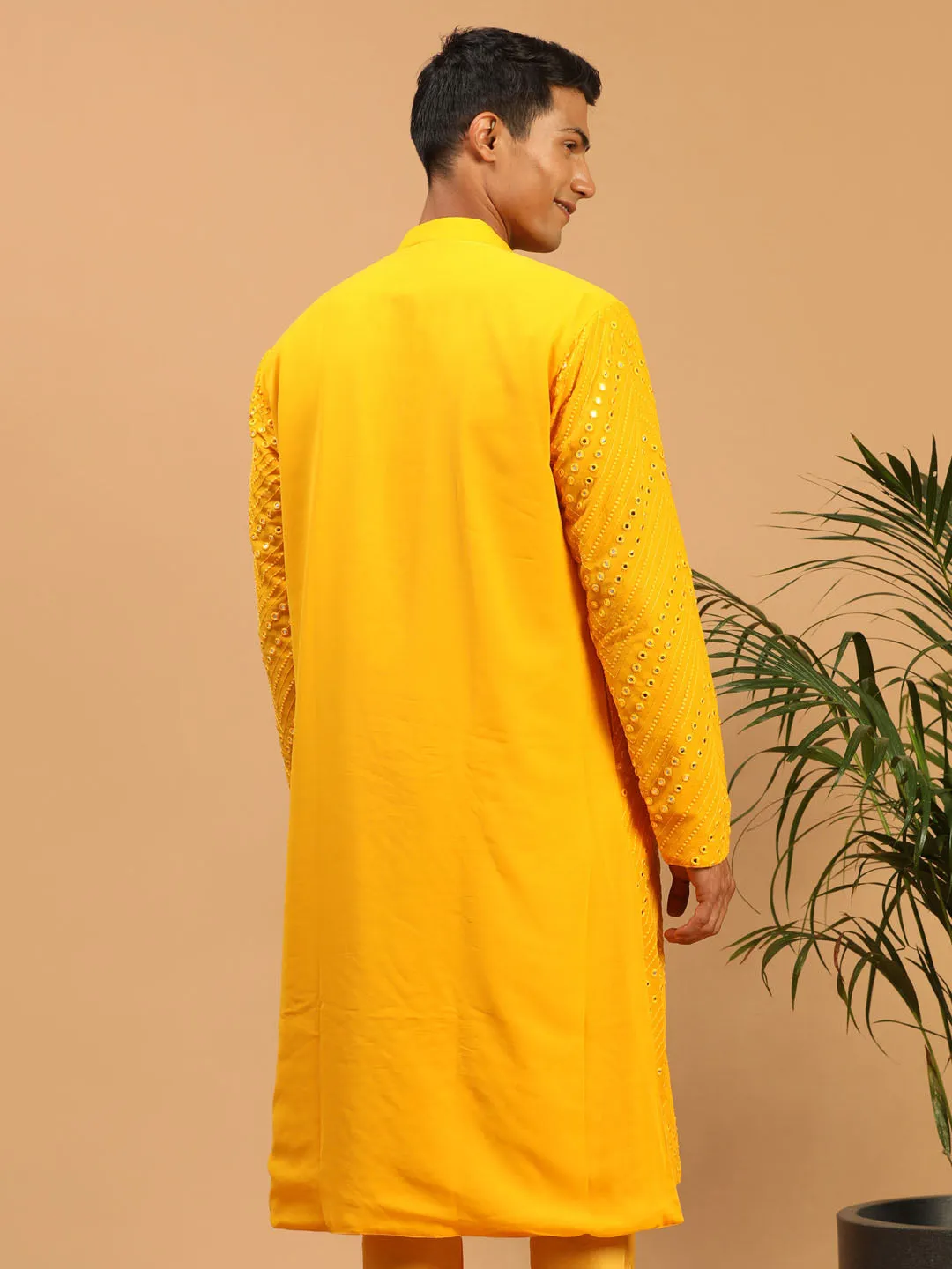 Men's Yellow Georgette Kurta - Shrestha By Vastramay