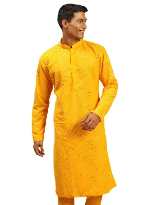 Men's Yellow Georgette Kurta - Shrestha By Vastramay