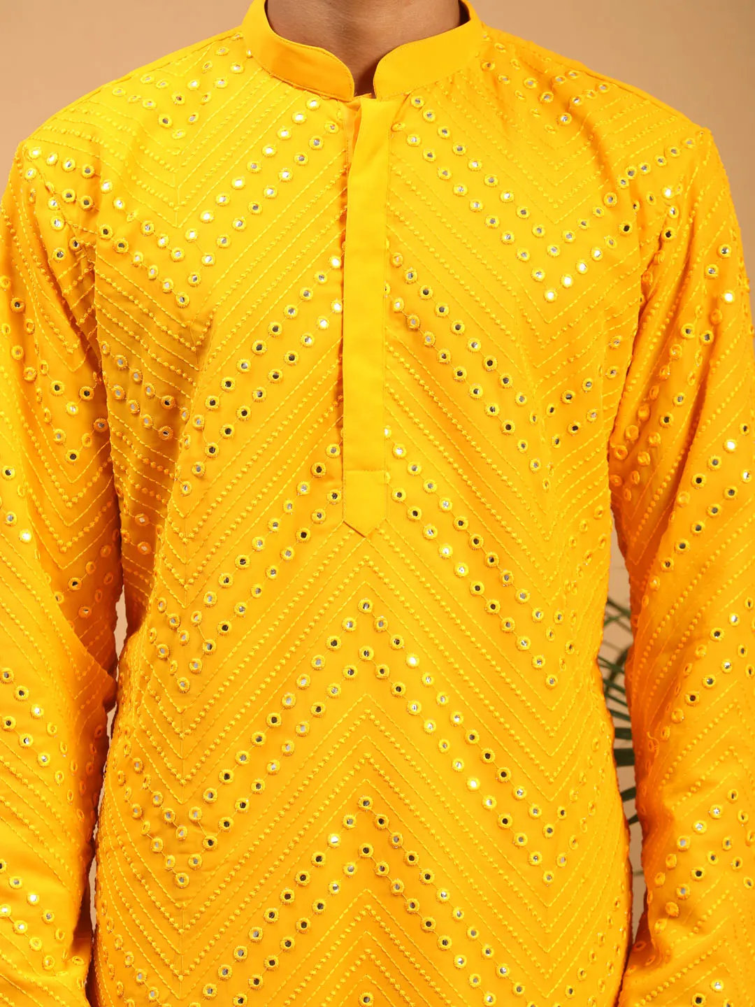 Men's Yellow Georgette Kurta - Shrestha By Vastramay