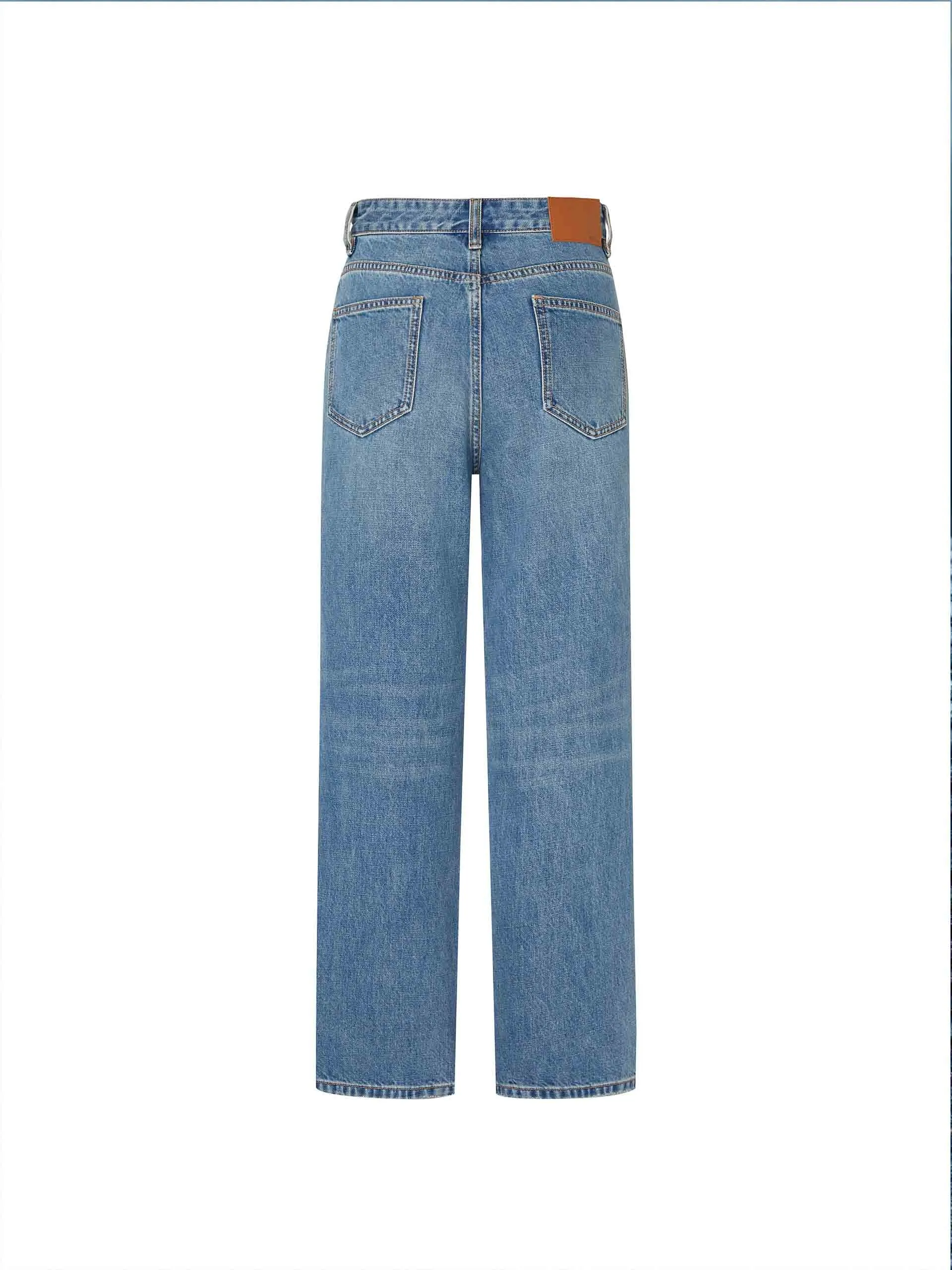 Mid Waist Straight Jeans