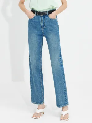 Mid Waist Straight Jeans