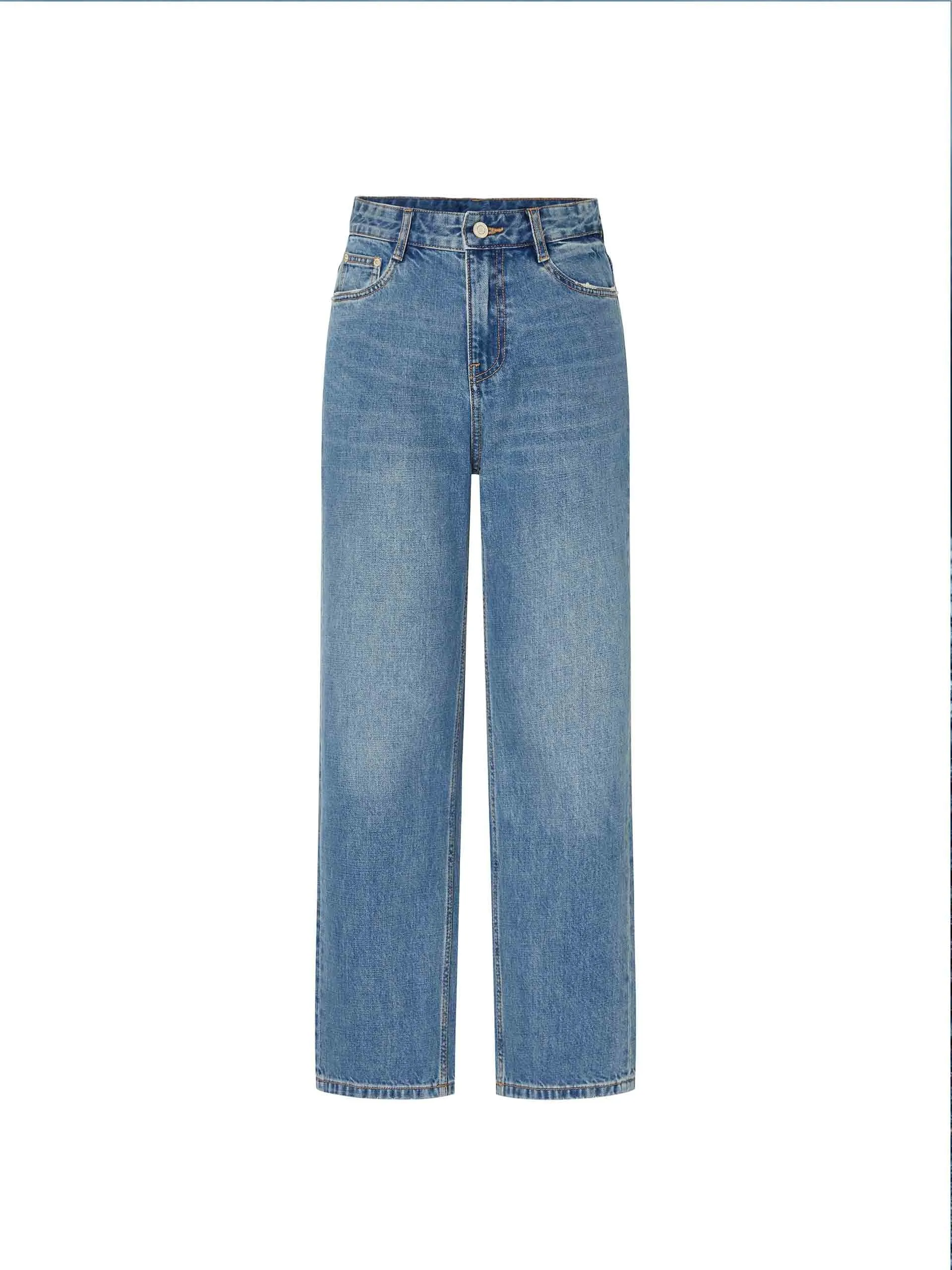 Mid Waist Straight Jeans