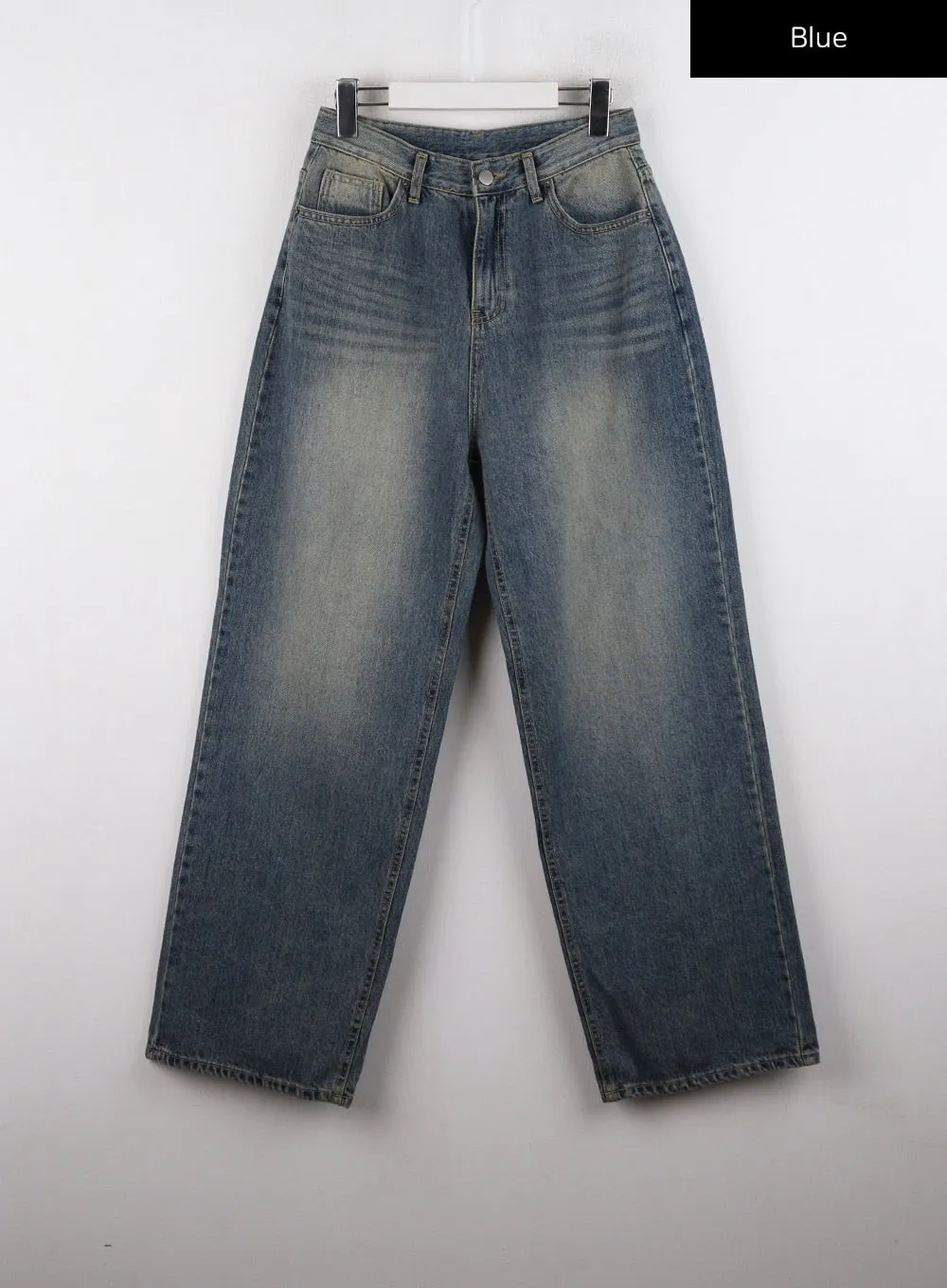 Mid-Waist Washed Straight Leg Jeans CD320