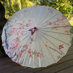 Nylon Parasol - butterflies and blossoms (ivory)