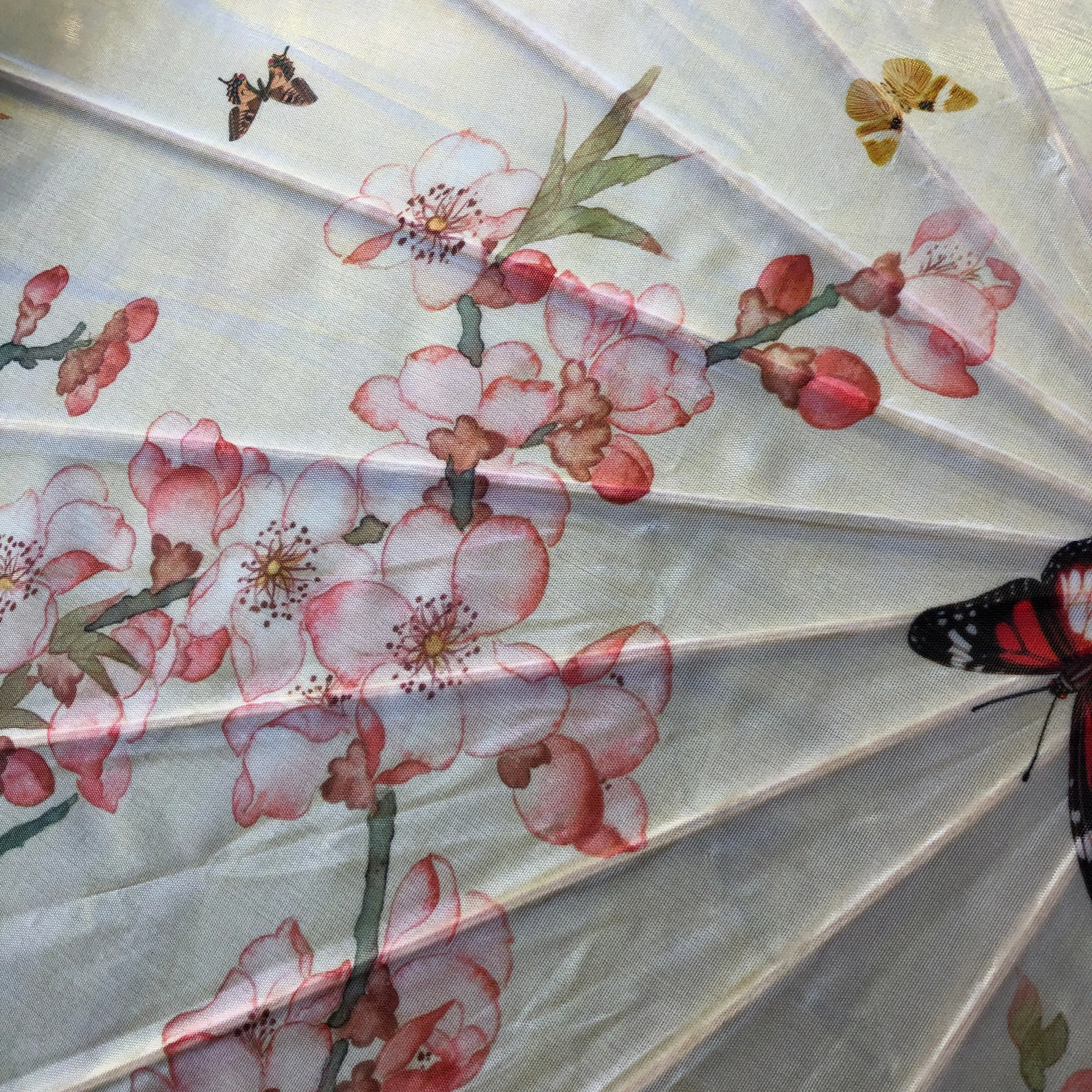 Nylon Parasol - butterflies and blossoms (ivory)