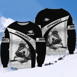 Personalized Name Snowmobile Black 3D Sweatshirt, Hoodie Zip Hoodie, Idea Gift for Christmas