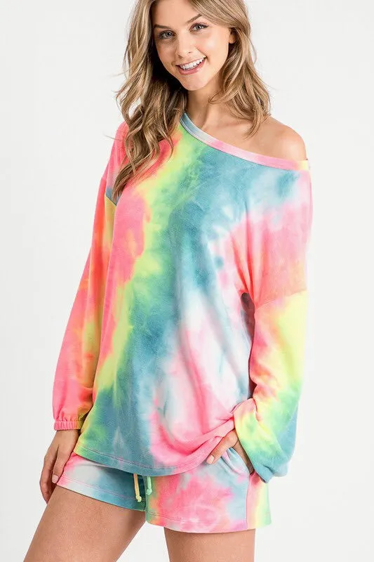 Rainbow Tie Dye Shorts Set