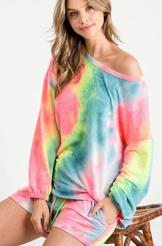 Rainbow Tie Dye Shorts Set