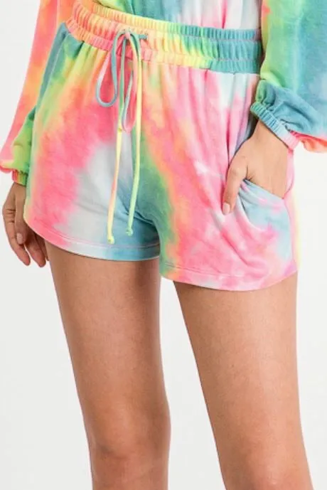 Rainbow Tie Dye Shorts Set