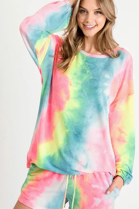 Rainbow Tie Dye Shorts Set