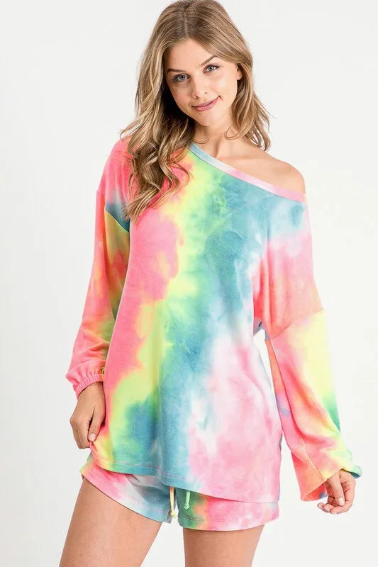 Rainbow Tie Dye Shorts Set