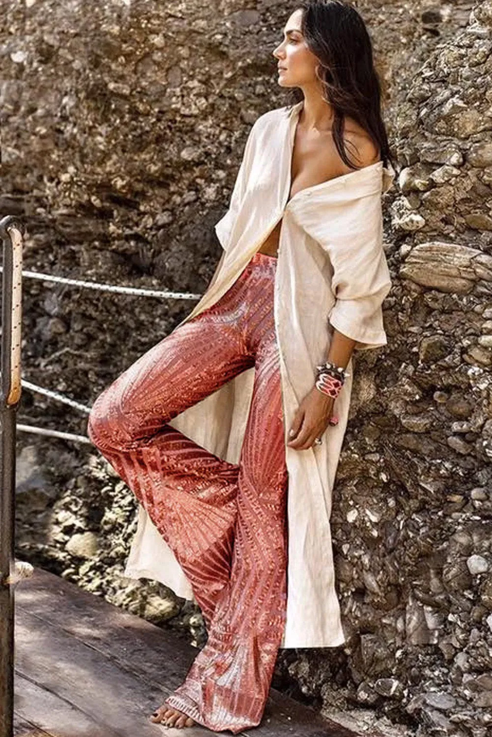 Sequin Wide Leg Pants