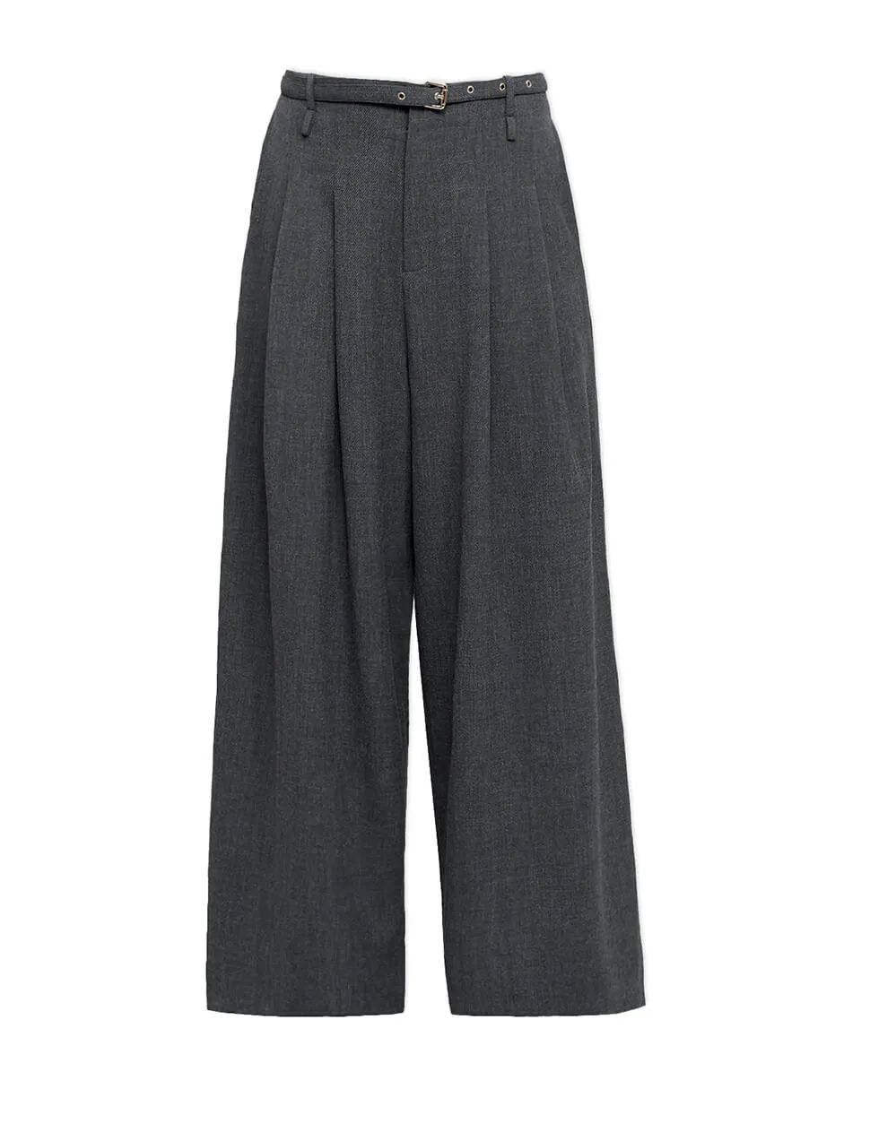 Smocking Grey Belted Wide Leg Pants