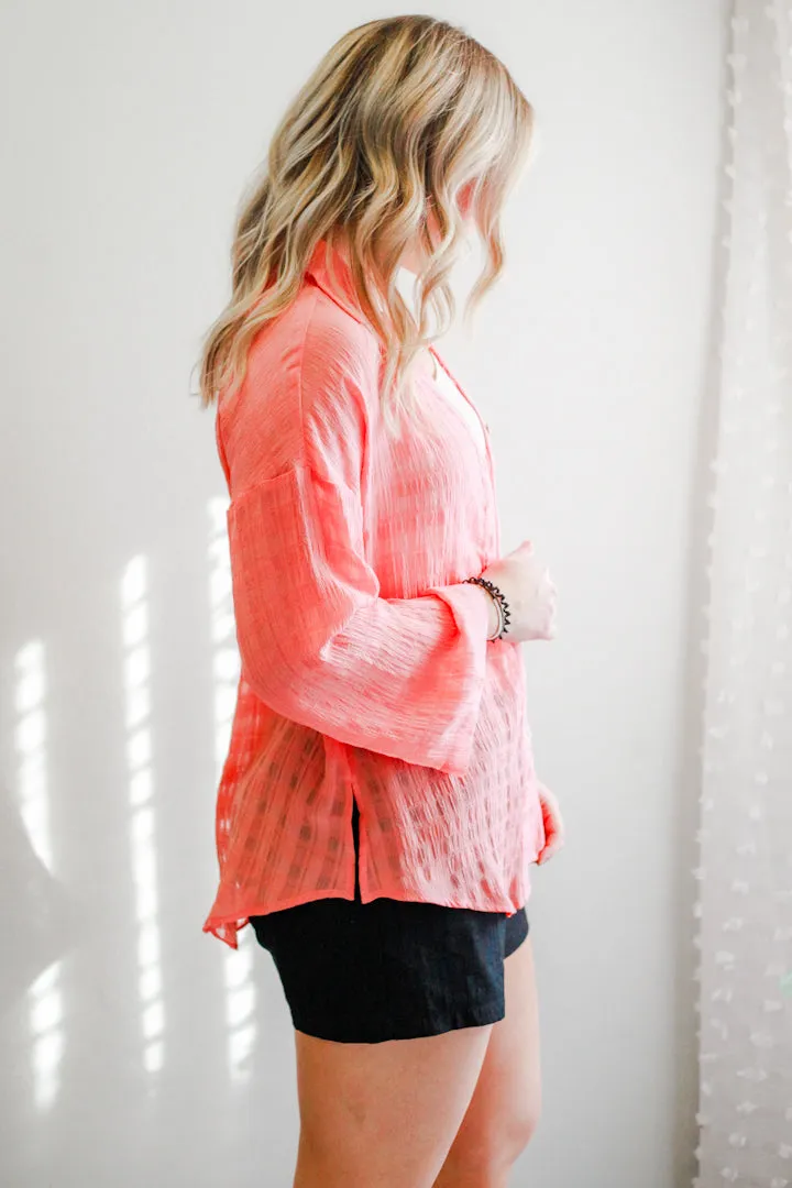 Textured Button Up Top