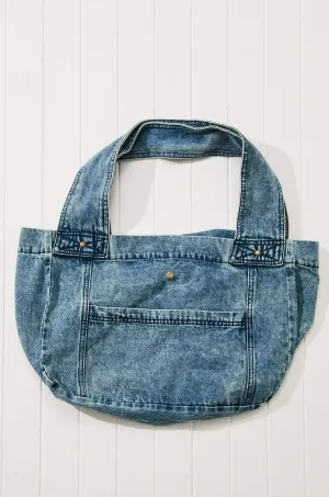 Vintage Washed Denim Tote Bag