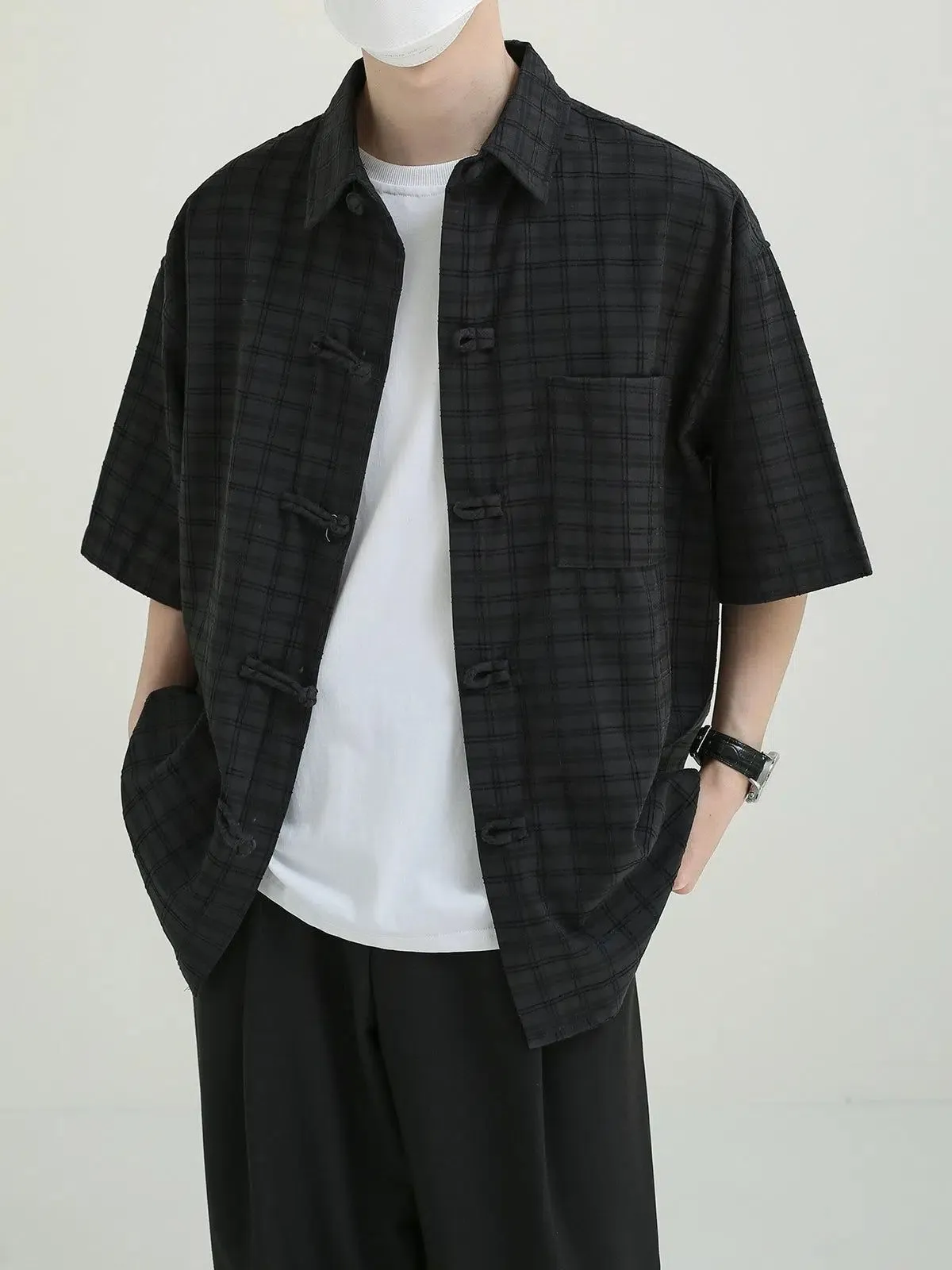 Zhou Chinese Button Plaid Shirt