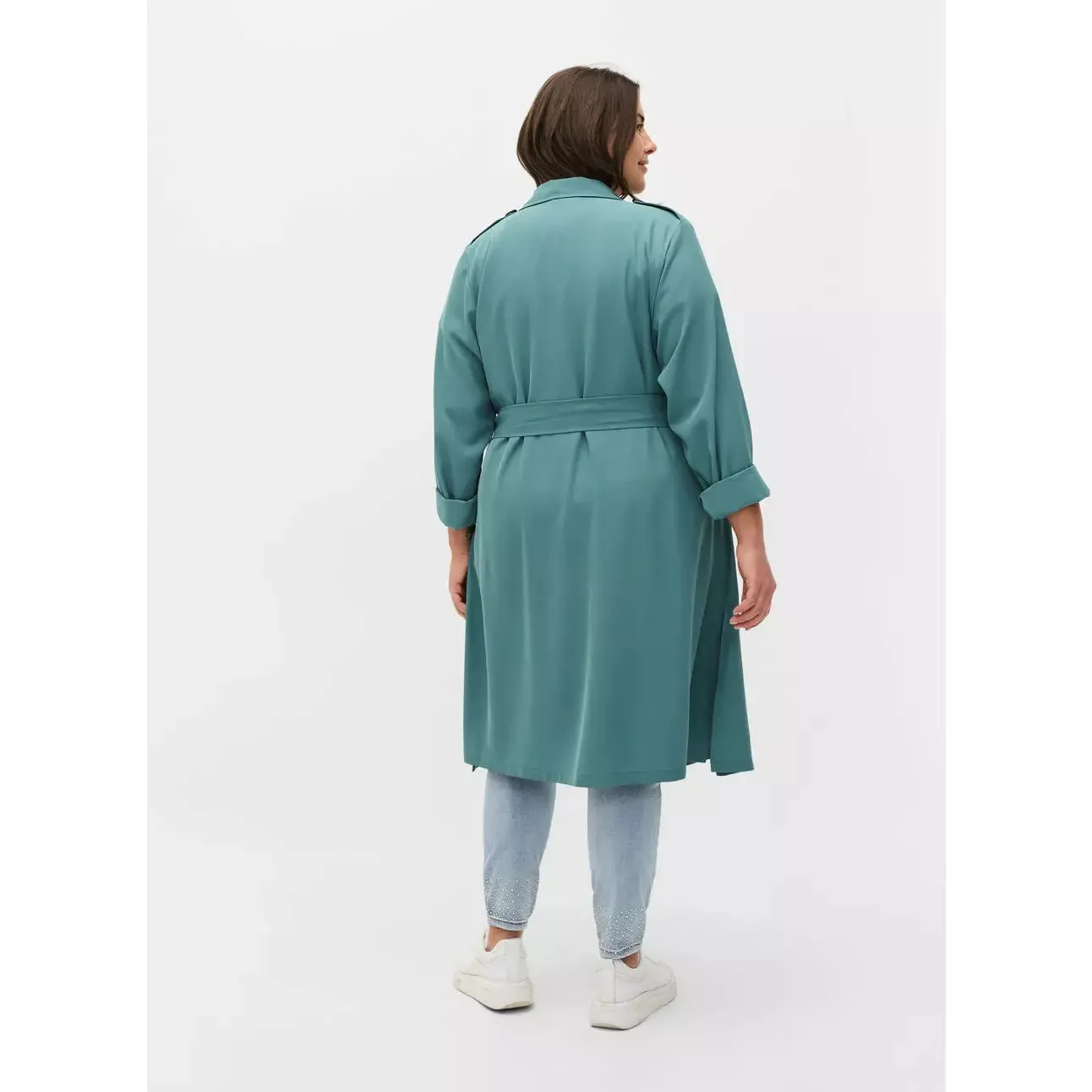 Zizzi Trench Coat in Sage Green